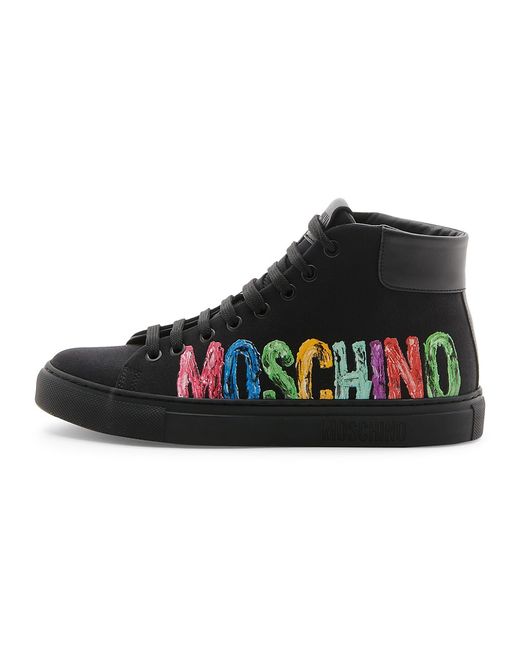 Moschino Logo Canvas High-Top Sneakers