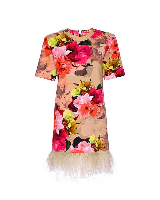 Le Superbe Avian Feather-Trimmed French Terry T-Shirt Dress