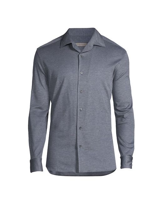 Corneliani Knit Long-Sleeve Button-Down Shirt