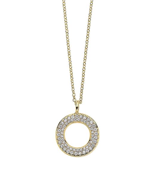 Ippolita Stardust 18K Yellow Diamond Wavy Circle Pendant Necklace