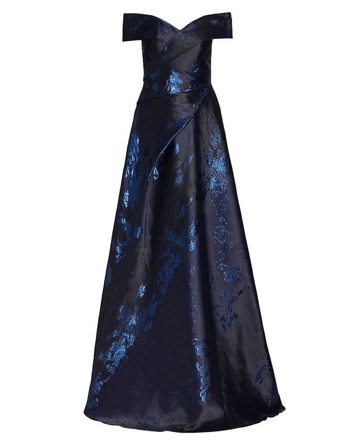 Rene Ruiz Collection Jacquard Off-The-Shoulder Gown