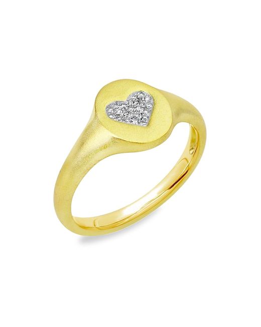 Meira T 14K Gold Diamond Heart Signet Ring