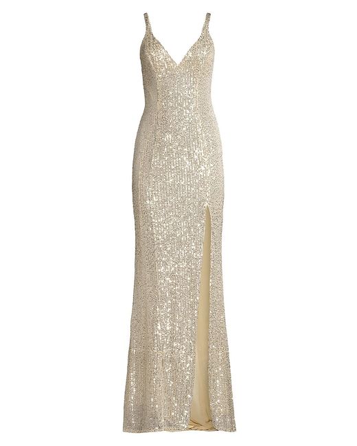 Mac Duggal Sequined V-Neck Gown