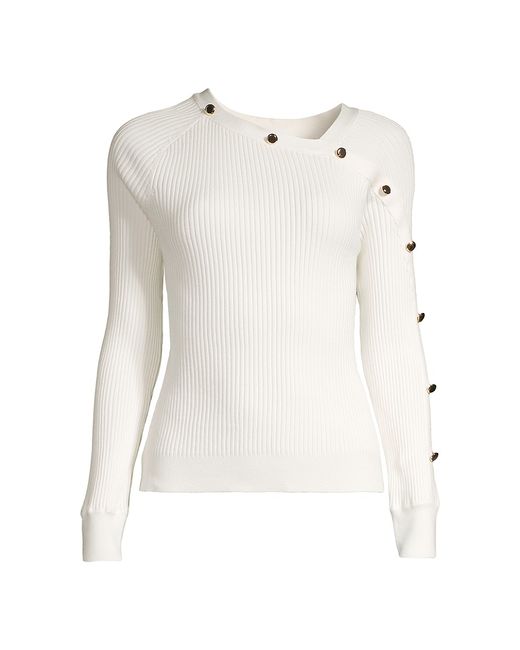 Milly Buttoned Rib-Knit Top