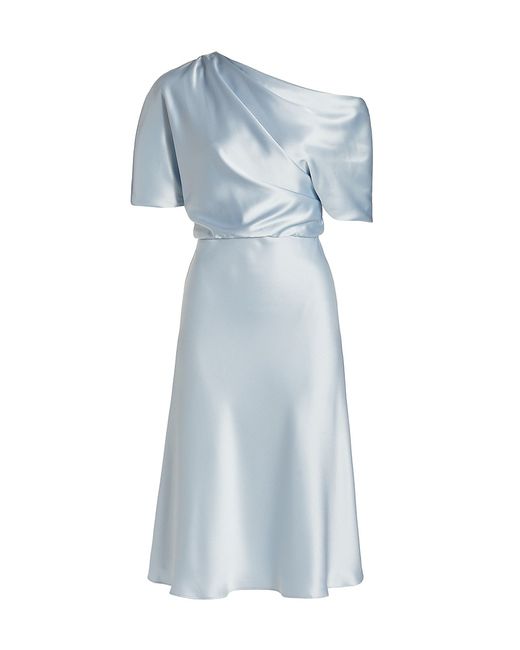 Amsale Draped Satin One-Shoulder Dress