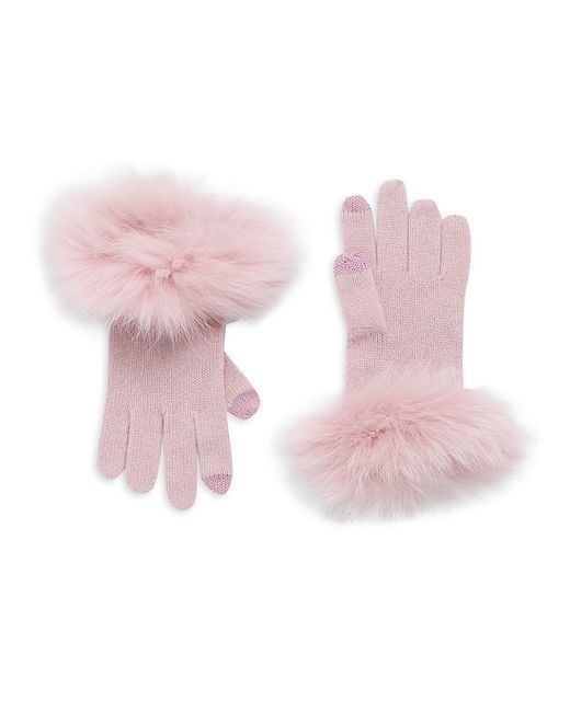 Sofia Cashmere Fur-Trim Touchscreen Gloves