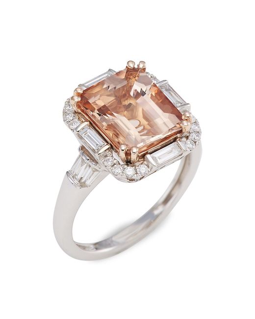 Saks Fifth Avenue Collection Two-Tone 14K Gold Morganite Diamond Ring