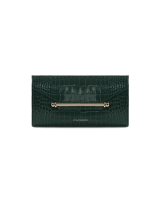 Strathberry Multrees Croc-Embossed Wallet-On-Chain