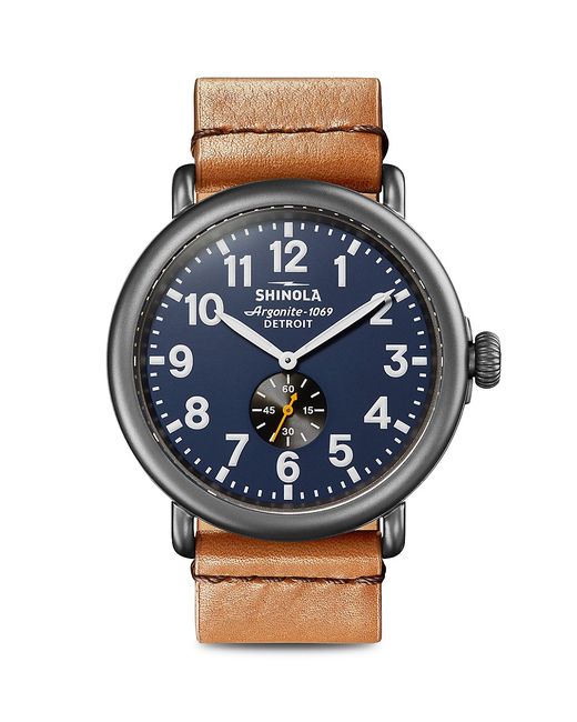 Shinola Runwell Sub-Second Bourbon Leather Strap Watch