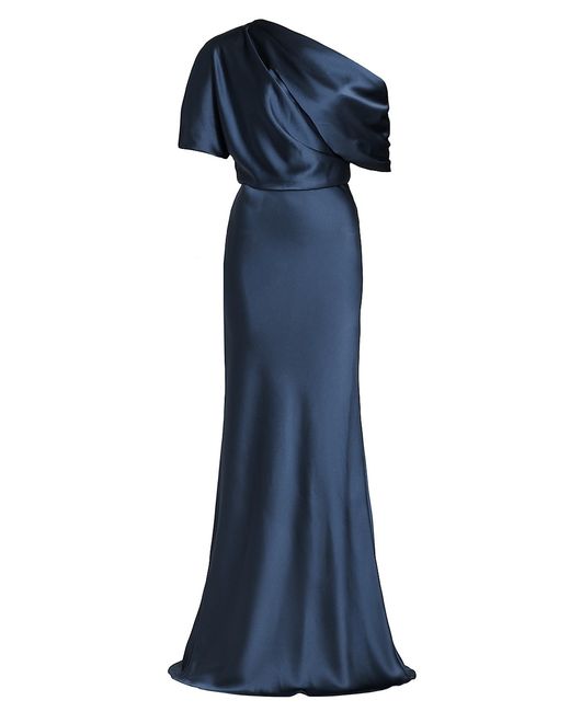 Amsale Satin One-Shoulder Gown