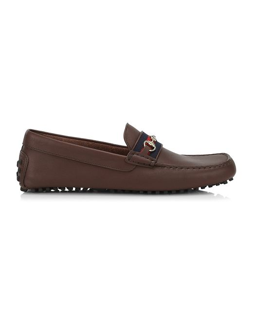 Gucci Ayrton Leather Web Driver Loafers