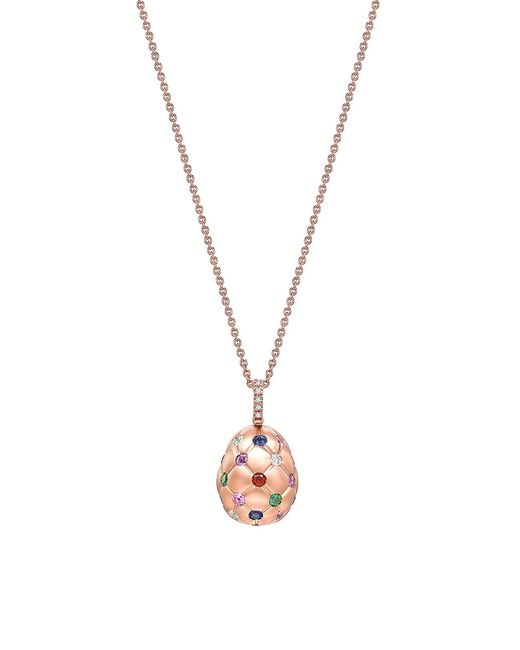 Fabergé Treillage 18K Brushed Diamond Multi-Stone Egg Pendant Necklace