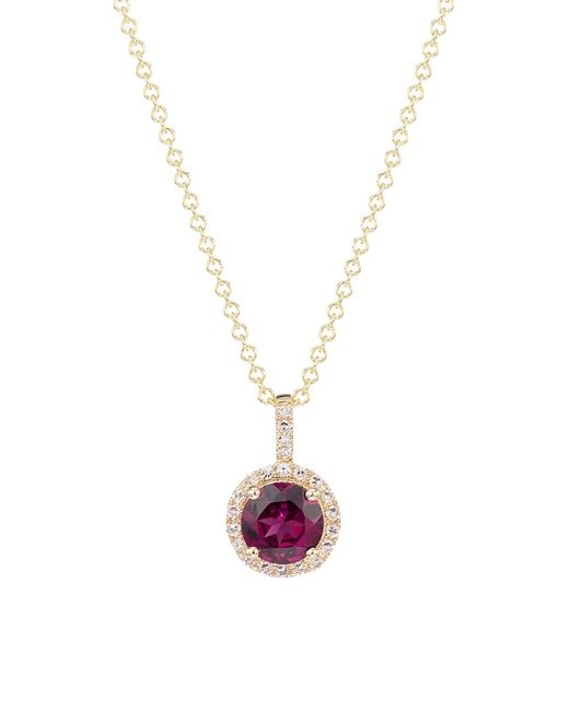 Saks Fifth Avenue Collection 14K Gold Diamond Rhodolite Pendant Necklace