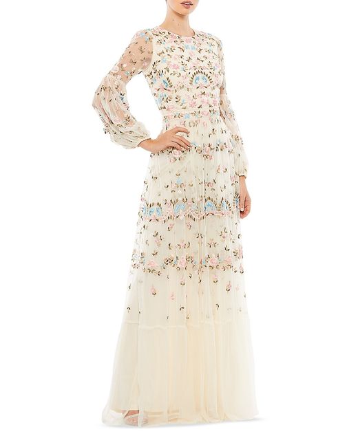 Mac Duggal Floral Embellished Tulle Gown