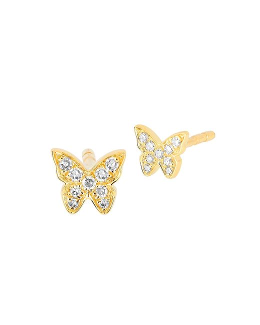 EF Collection 14K Diamond Single Baby Butterfly Stud Earring
