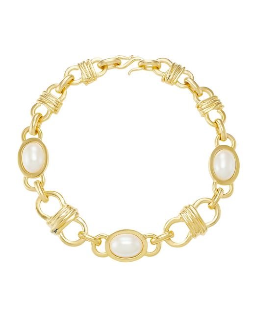 Kenneth Jay Lane 18K Plated Glass Pearl Chain Necklace