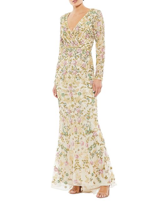 Mac Duggal Floral Beaded Modified A-Line Gown