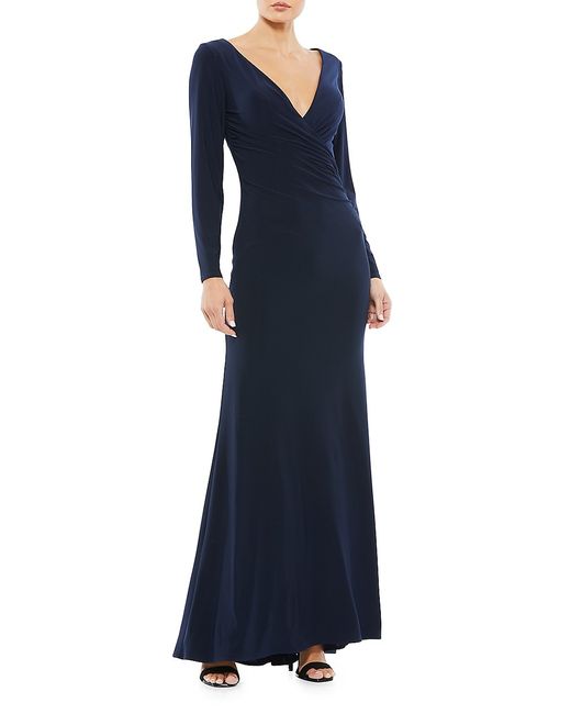 Mac Duggal Jersey Wrap V-Neck Gown