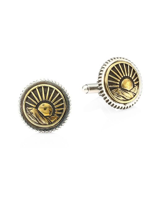 King Baby Studio American Voices Silver and Goldtone Sun Concho Cuff Links