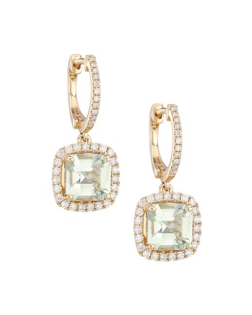 Saks Fifth Avenue Collection 14K Diamond Green Amethyst Drop Earrings