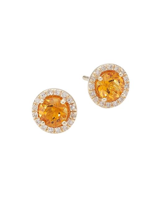 Saks Fifth Avenue Collection 14K Diamond Citrine Earrings