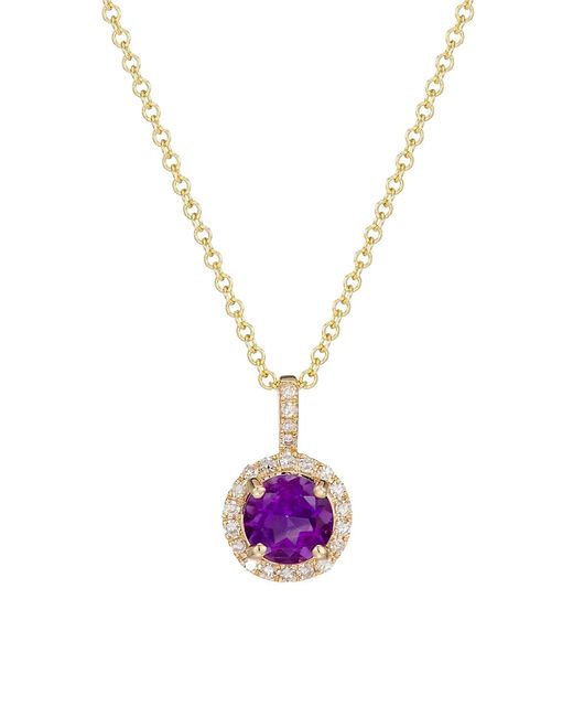 Saks Fifth Avenue Collection 14K Gold Diamond Amethyst Pendant Necklace