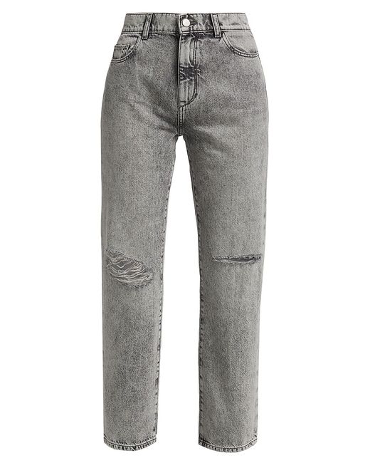 DL Premium Denim Patti High-Rise Distressed Straight Fit Jeans