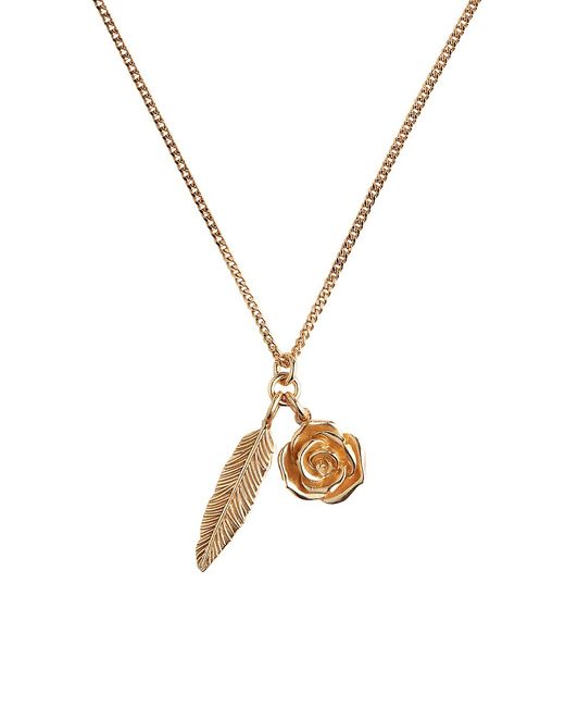 Emanuele Bicocchi -Plated Sterling Silver Rose Feather Pendant Necklace