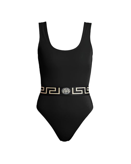 Versace Greek Key Belt One-Piece Swimsuit