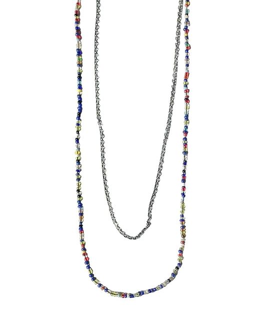 Jan Leslie African Glass Bead Sterling Two-Strand Necklace