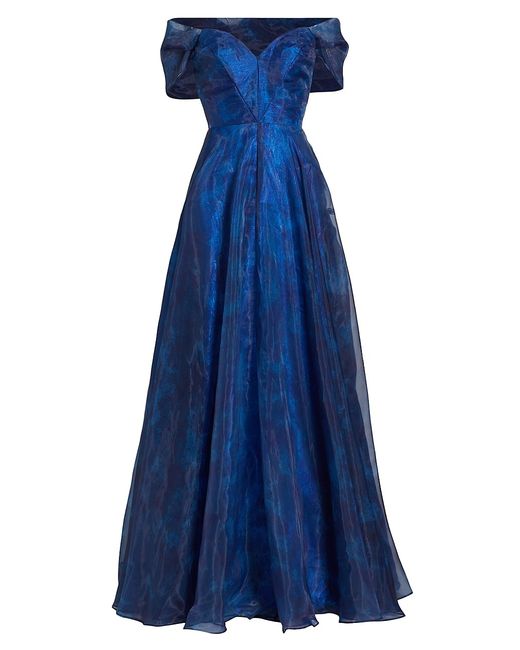Rene Ruiz Collection Metallic Off-The-Shoulder Gown