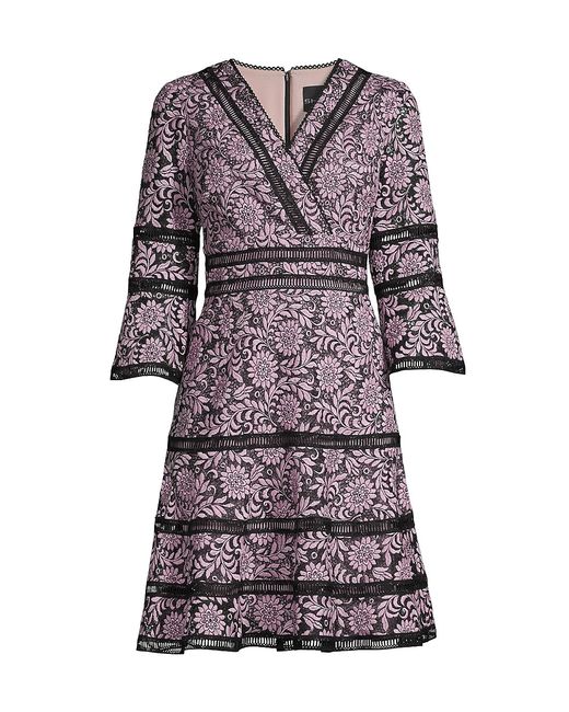 Shani Floral Jacquard Lace Eyelet Trim A-Line Dress