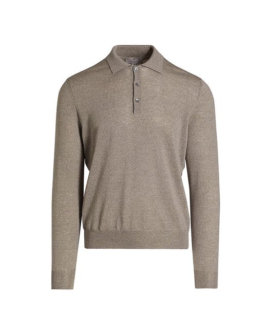 Canali Merino Wool Long-Sleeve Polo Sweater