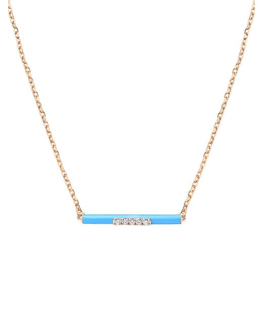 Djula Marbella 14K Light Blue Enamel Diamond Bar Pendant Necklace