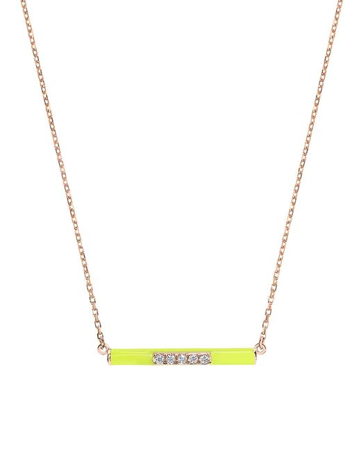 Djula Marbella 14K Yellow Enamel Diamond Bar Pendant Necklace