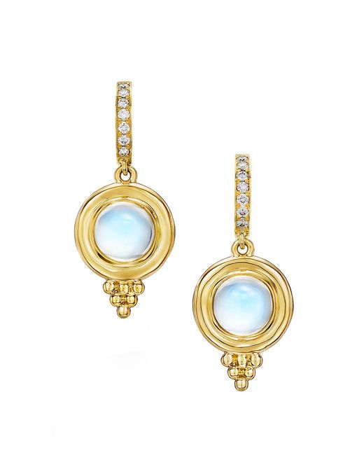 Temple St. Clair Classic 18K Gold Diamond Blue Moonstone Temple Earrings