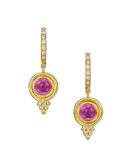 Temple St. Clair Classic 18K Gold Diamond Pink Tourmaline Temple Earrings