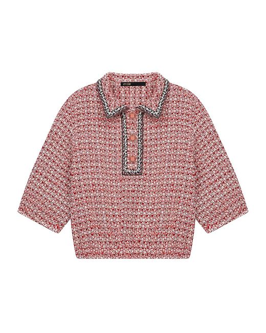 Maje Lenetia Cropped Tweed Polo Shirt