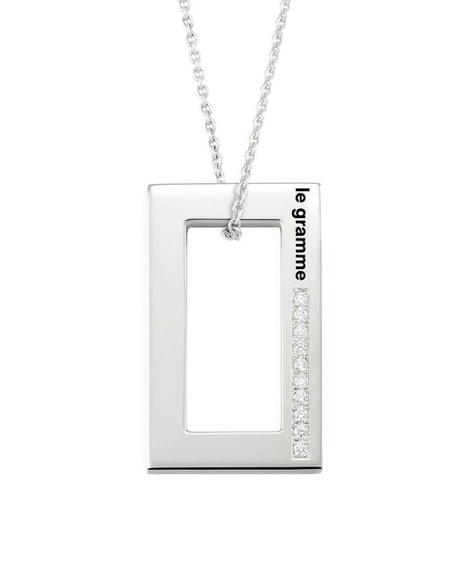 Le Gramme Sterling Diamond Rectangle Necklace