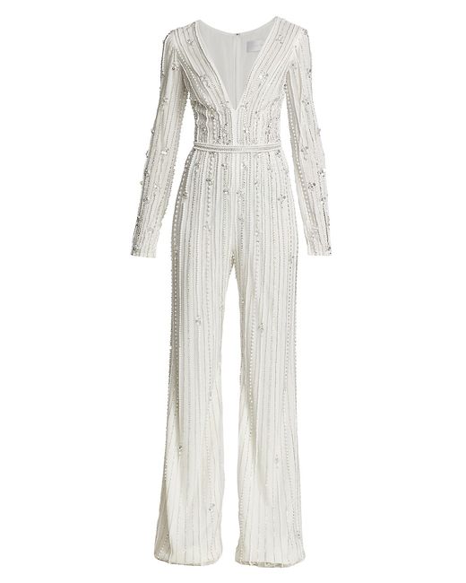 Pamella Roland Embroidered Tulle Jumpsuit