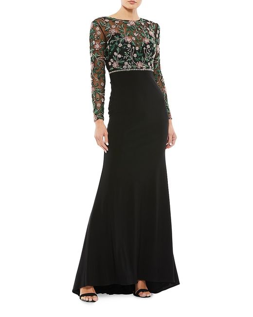 Mac Duggal Floral Beaded Gown