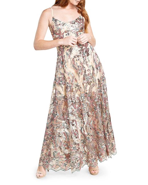 Dress the population Umalina Floral Embroidered Gown