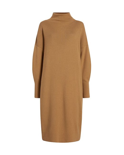 Another Tomorrow Ribbed Funnel Neck Midi-Dress