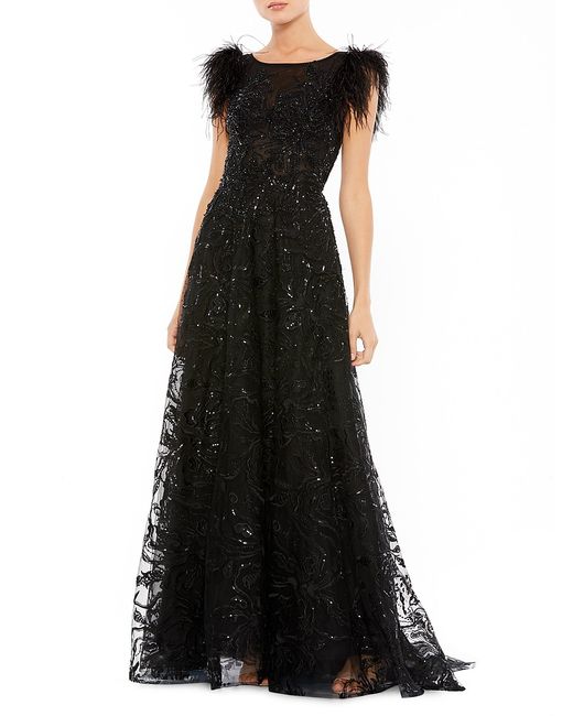 Mac Duggal Feathered A-Line Gown