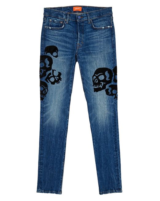 Bossi Leather Skull Stretch-Fit Skinny Jeans