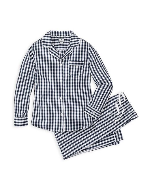 Petite Plume 2-Piece Gingham Twill Top Bottom Pajama Set