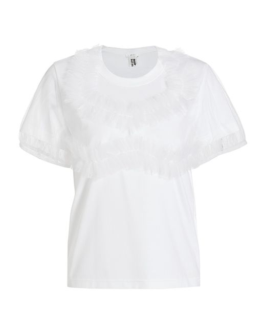 Noir Kei Ninomiya Short-Sleeve Tulle-Embellished T-Shirt