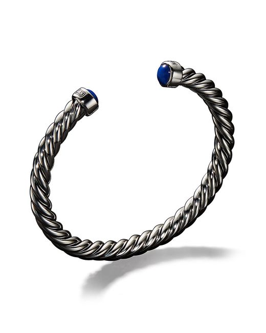 David Yurman Sterling Lapis Lazuli Cable Cuff Bracelet