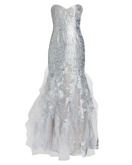 Rene Ruiz Collection Brocade Tulle Strapless Mermaid Gown