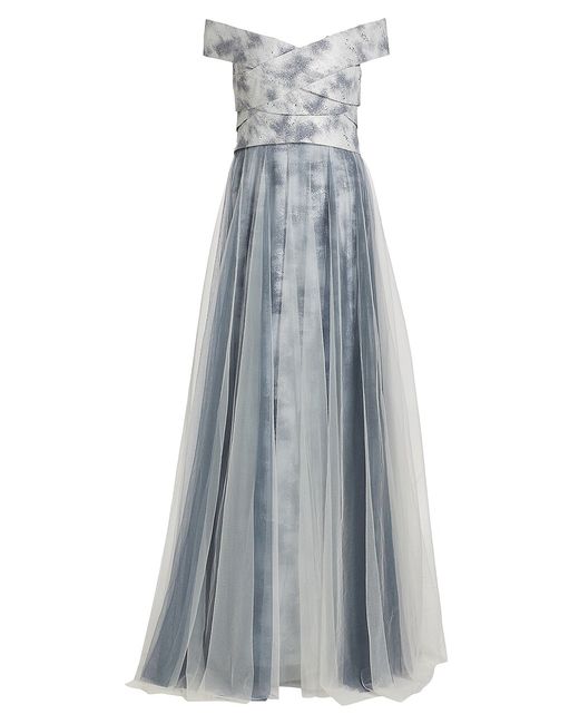 Rene Ruiz Collection Tulle Off-The-Shoulder Gown